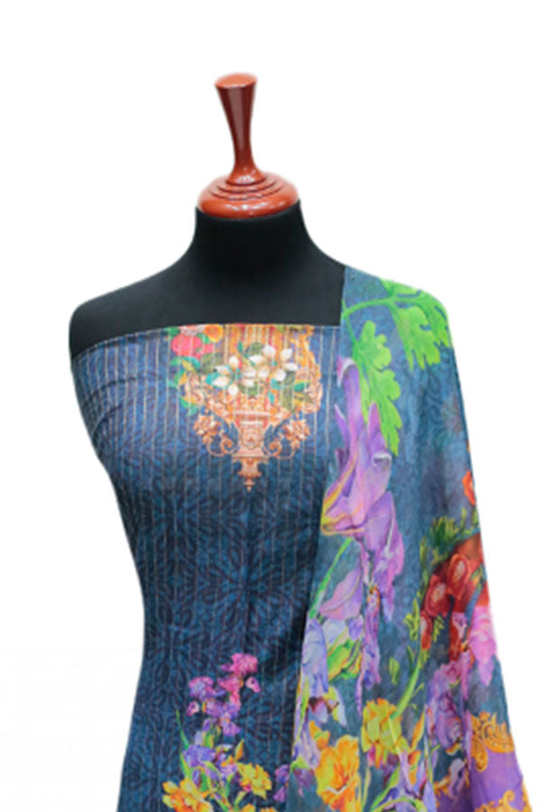 Floraison D/Chiffon Dupatta`25 D#11714 (Blue)