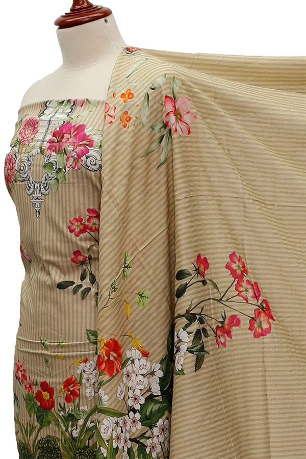 Floraison D/Lawn N/Dupatta`21 D#8026 (Cream)