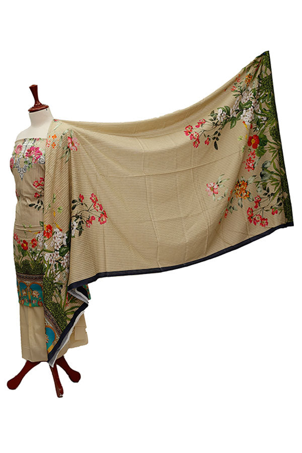Floraison D/Lawn N/Dupatta`21 D#8026 (Cream)