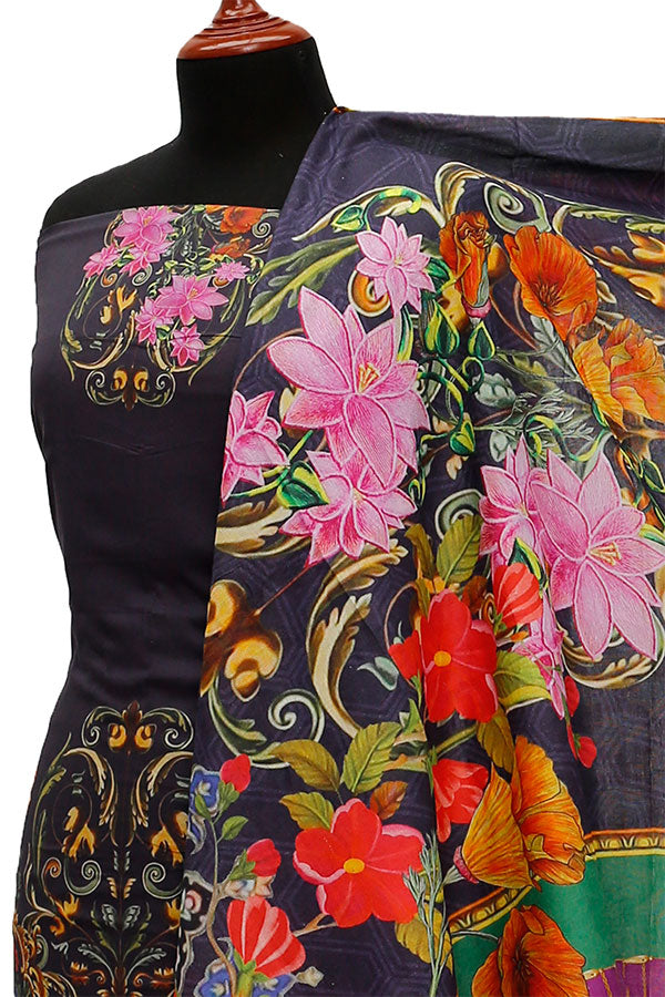Floraison D/Lawn N/Dupatta`21 D#8039 (Purple)