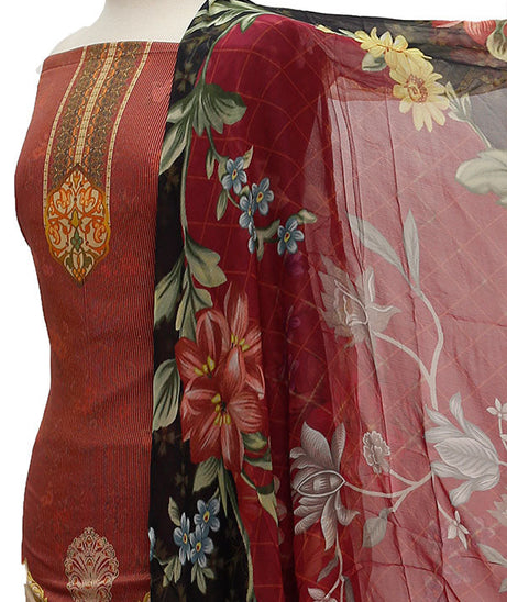 Floraison DP/Lawn Chi/Dupatta`21 D#3206 (Maroon)