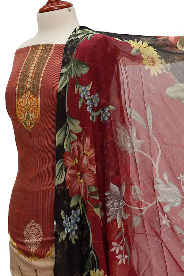 Floraison DP/Lawn Chi/Dupatta`21 D#3206 (Maroon)