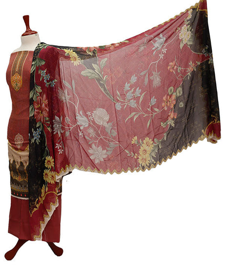 Floraison DP/Lawn Chi/Dupatta`21 D#3206 (Maroon)