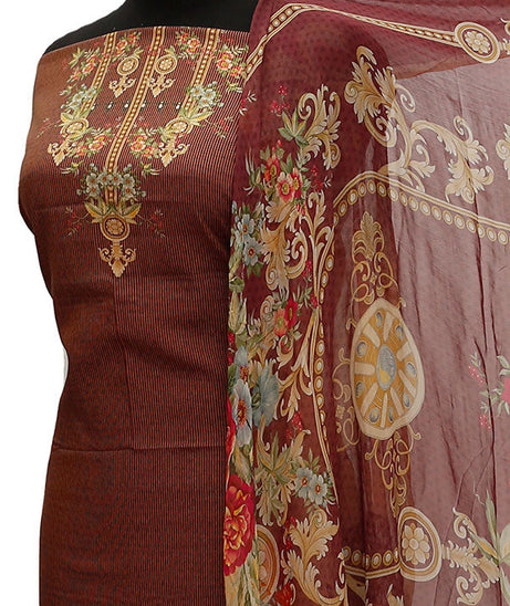 Floraison DP/Lawn Chi/Dupatta`21 D#3233 (Maroon)