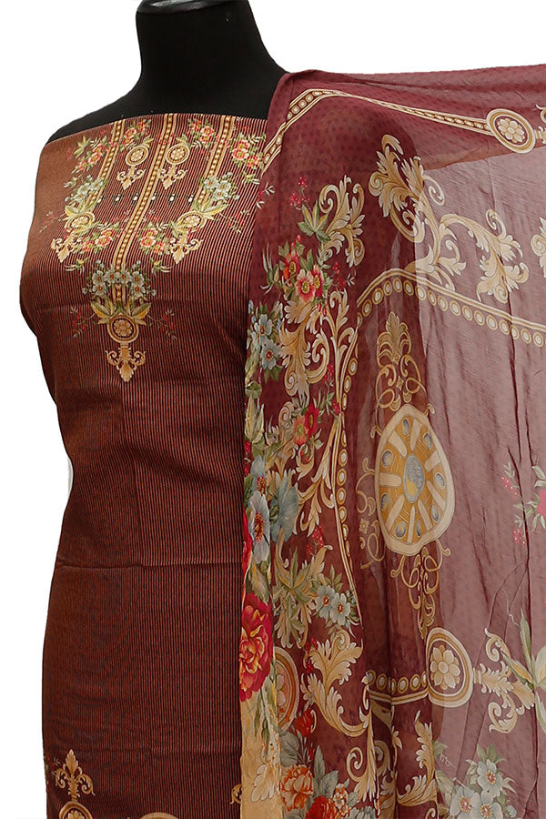 Floraison DP/Lawn Chi/Dupatta`21 D#3233 (Maroon)