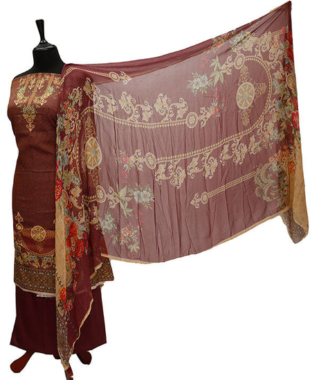 Floraison DP/Lawn Chi/Dupatta`21 D#3233 (Maroon)