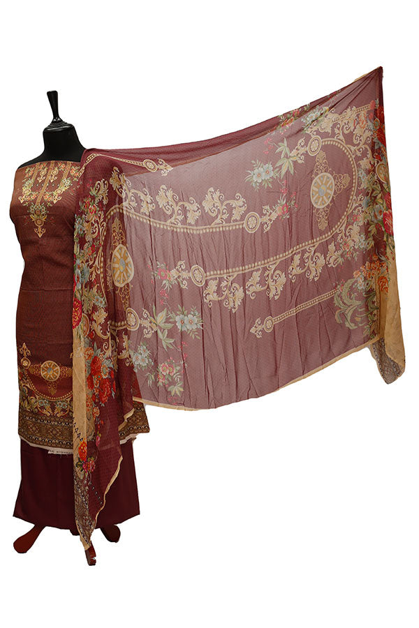 Floraison DP/Lawn Chi/Dupatta`21 D#3233 (Maroon)