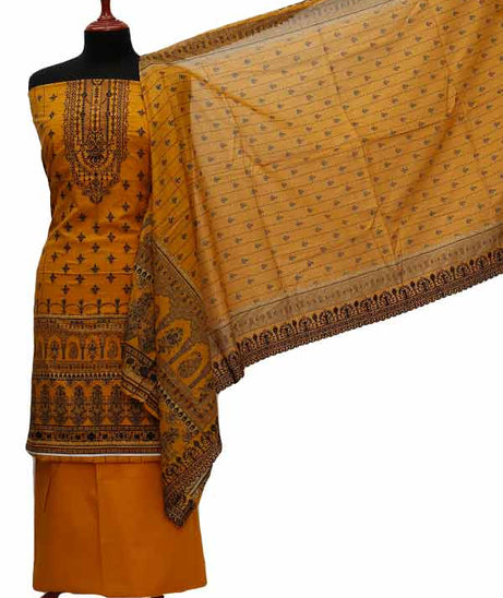 Fariha &amp; Farha Naz Emb Lawn`21 D#01 (Yellow)