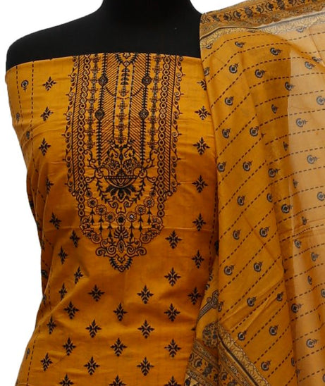 Fariha &amp; Farha Naz Emb Lawn`21 D#01 (Yellow)