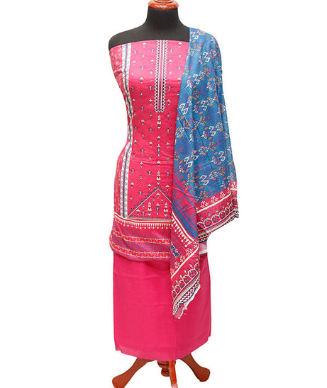 HZ Print Emb Lawn 3Pcs`22 D#136 Pink