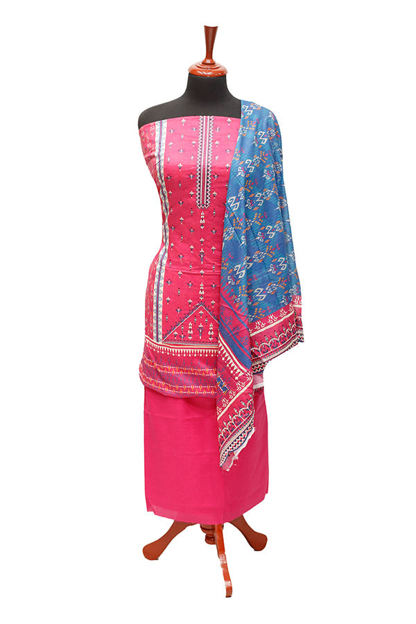 HZ Print Emb Lawn 3Pcs`22 D#136 Pink