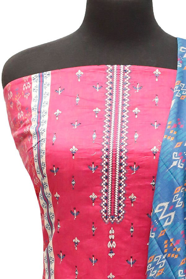 HZ Print Emb Lawn 3Pcs`22 D#136 Pink