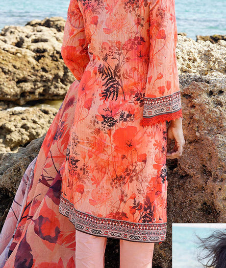 Hafiz Lavish Print Lawn`25 D#03 Peach