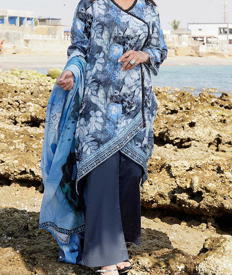 Hafiz Lavish Print Lawn`25 D#04 D-GREY