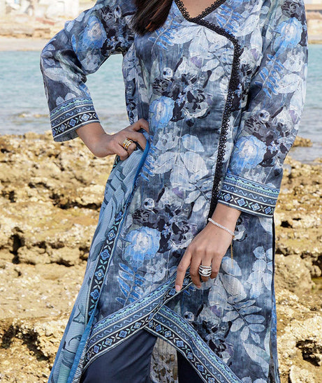 Hafiz Lavish Print Lawn`25 D#04 D-GREY