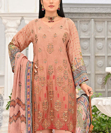 Hooriya &amp; Minahil D/Viscose`22 D#1 (Peach)