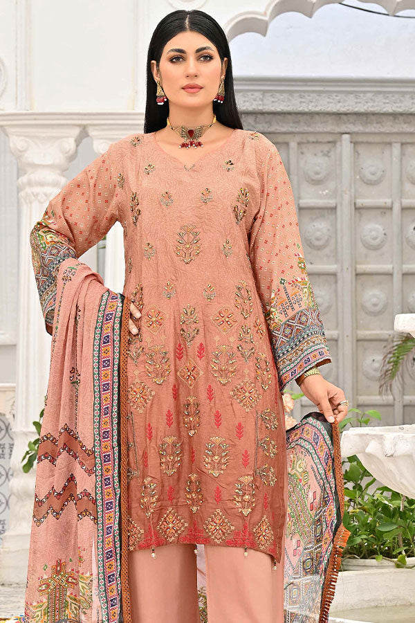 Hooriya &amp; Minahil D/Viscose`22 D#1 (Peach)