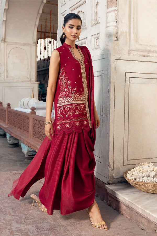 M.Basics Unstitched Winter Festive`25 D#8 (Deep Red)