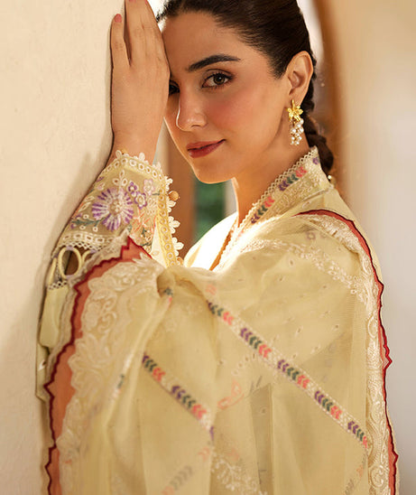 Maryam Hussain Luxury Lawn'25 (Lemon Garden)
