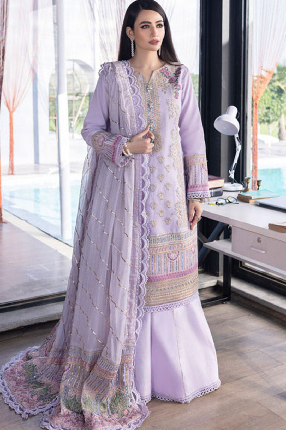 Mahiymaan Luxury Lawn Eid Edit by Alzohaib '22 D# 4A