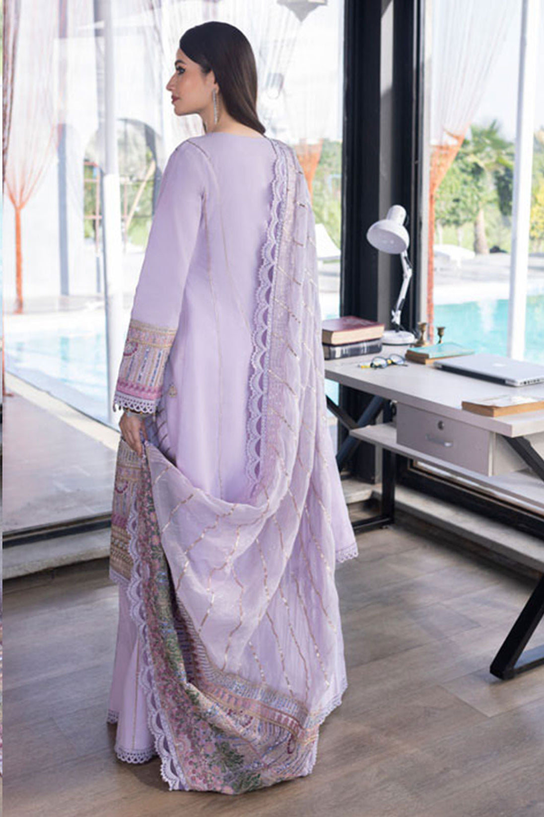 Mahiymaan Luxury Lawn Eid Edit by Alzohaib '22 D# 4A