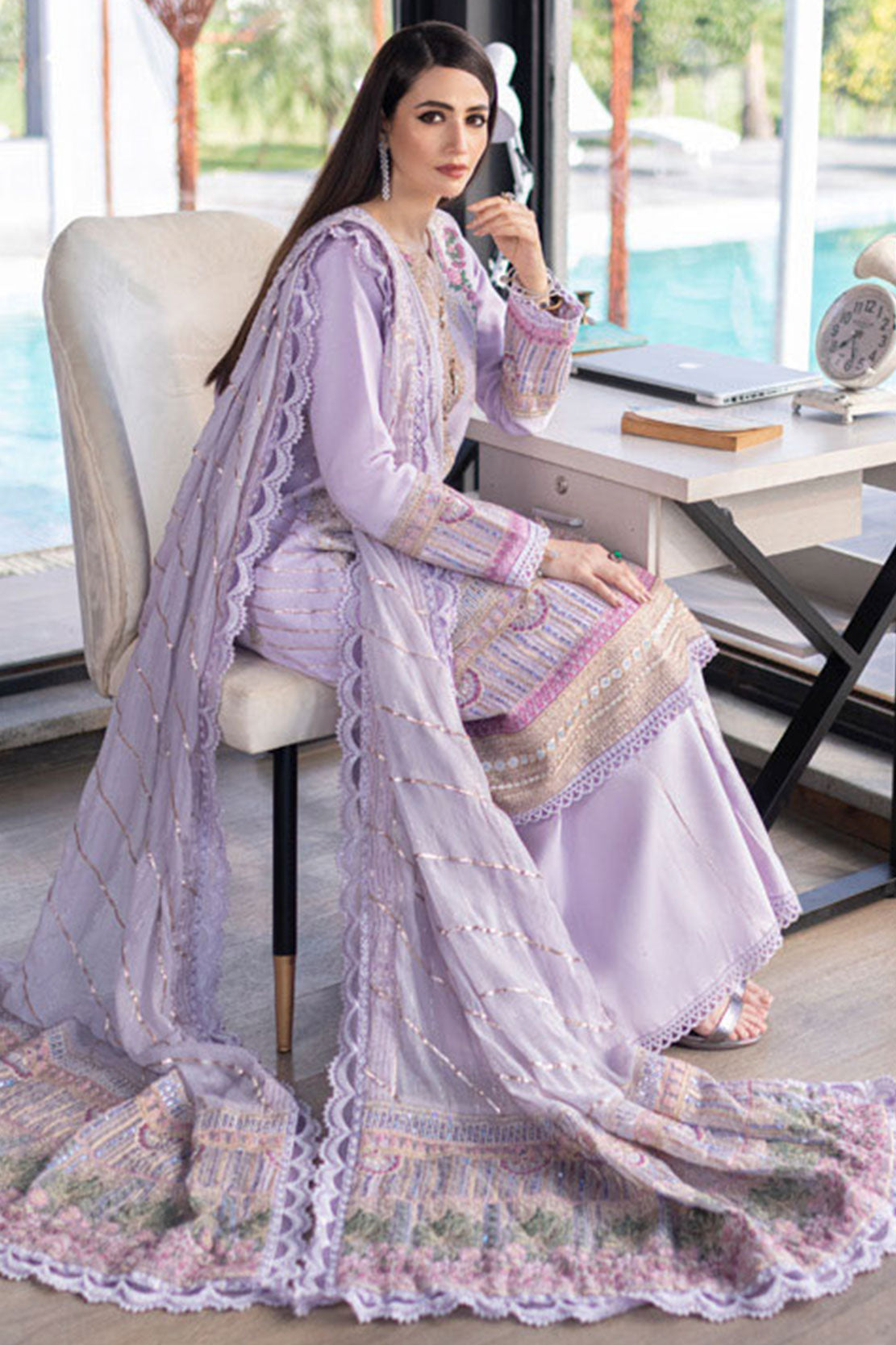 Mahiymaan Luxury Lawn Eid Edit by Alzohaib '22 D# 4A