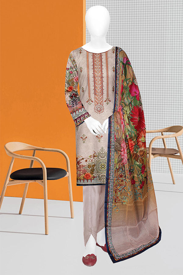 Mahjabeen Dp Emb Lawn`23 Vol#255 D#8301 (Fawn)
