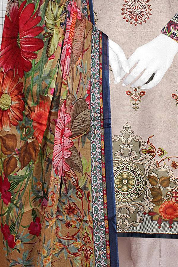 Mahjabeen Dp Emb Lawn`23 Vol#255 D#8301 (Fawn)