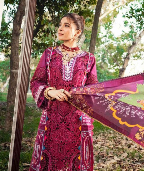 Maryam hussain Luxury Lawn`22 D# 09 FUSCHIA