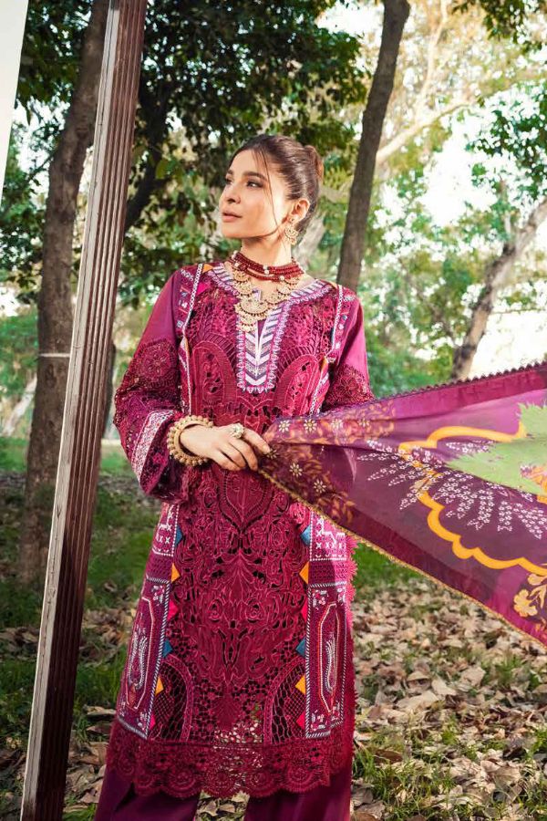 Maryam hussain Luxury Lawn`22 D# 09 FUSCHIA