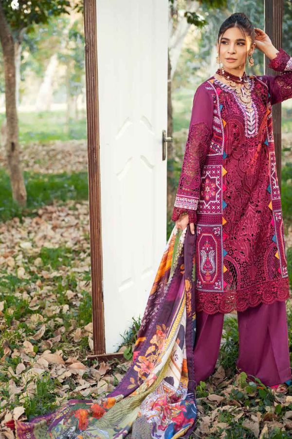 Maryam hussain Luxury Lawn`22 D# 09 FUSCHIA
