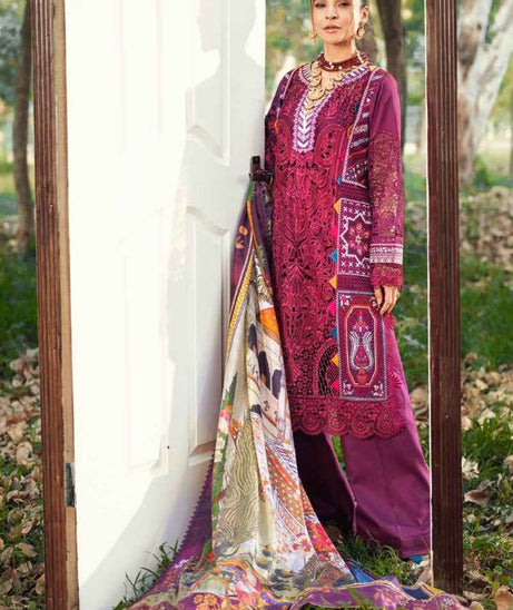Maryam hussain Luxury Lawn`22 D# 09 FUSCHIA
