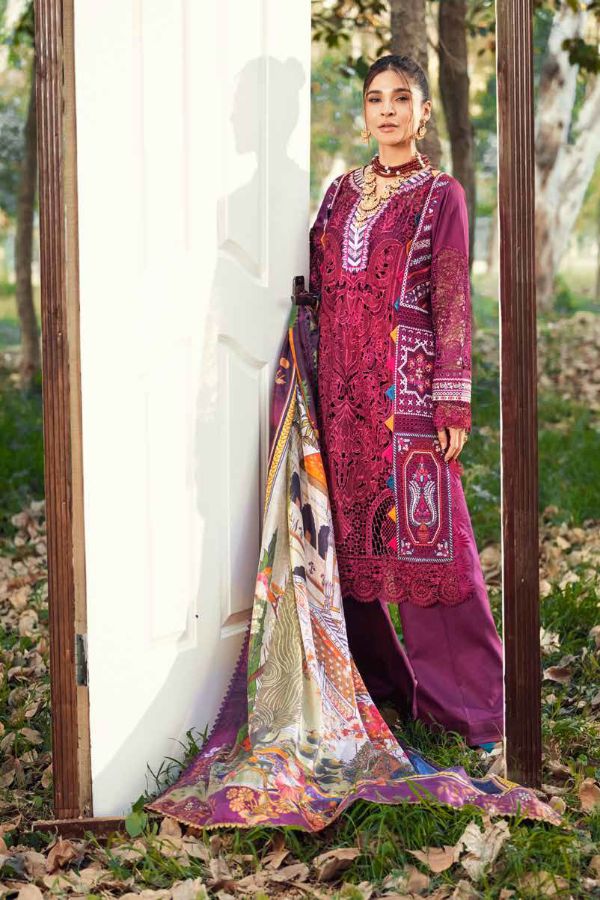 Maryam hussain Luxury Lawn`22 D# 09 FUSCHIA