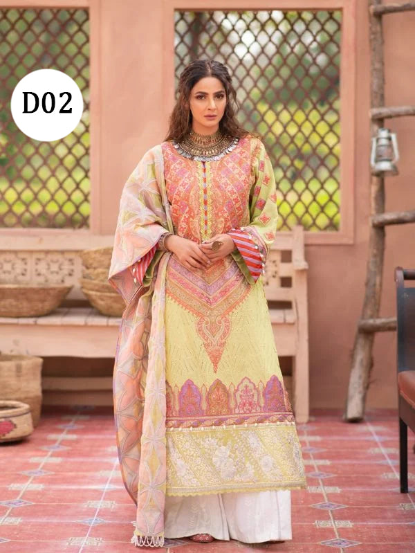 Maryam hussain Luxury Festive Lawn`21D#02-Meena