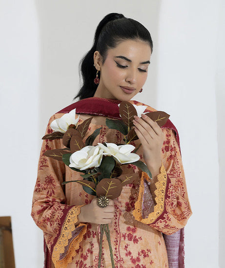Maya Slub Luxe Khaddar`25 D#1 (Peach)