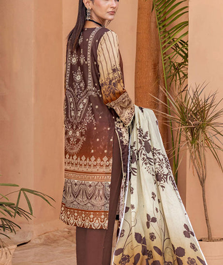 Meeral Bahaar Premium Lawn`26 D#1 (Brown)