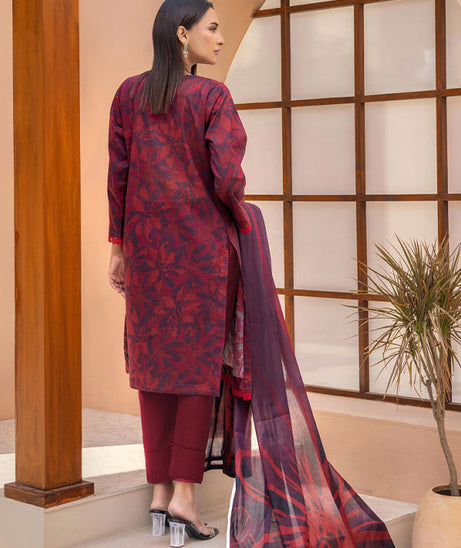 Meeral Bahaar Premium Lawn`26 D#1 (Maroon)