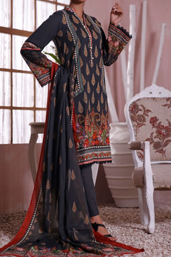 Misri Digital Print Lawn`22 D#95 Black