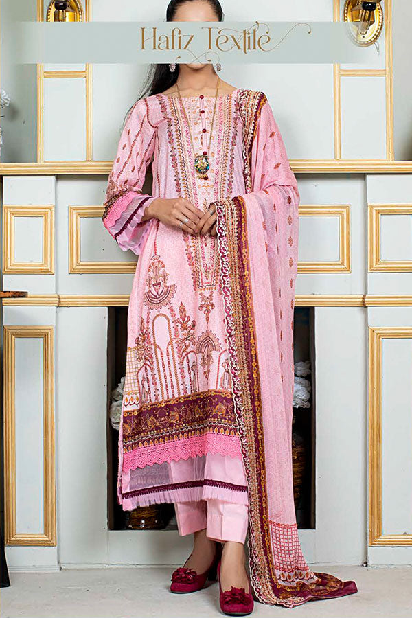 Noor E/Zari Lawn C/Dupatta'23 D#52 (Pink)