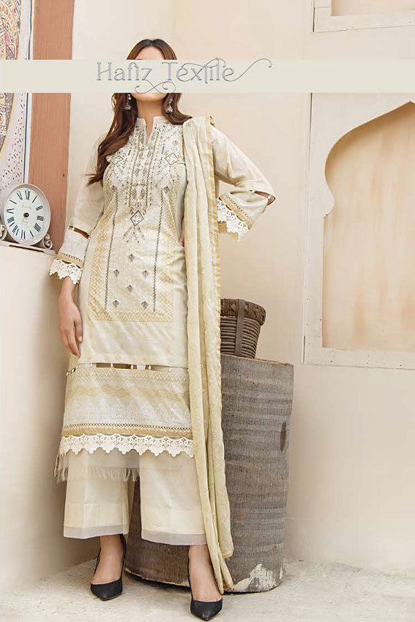 Noor Emb Lawn L/Dupatta'23 D#4 (Fawn)
