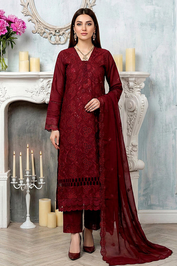 Noor Jahan Noor-E-Nazar Lawn`26 D#01 (Maroon)