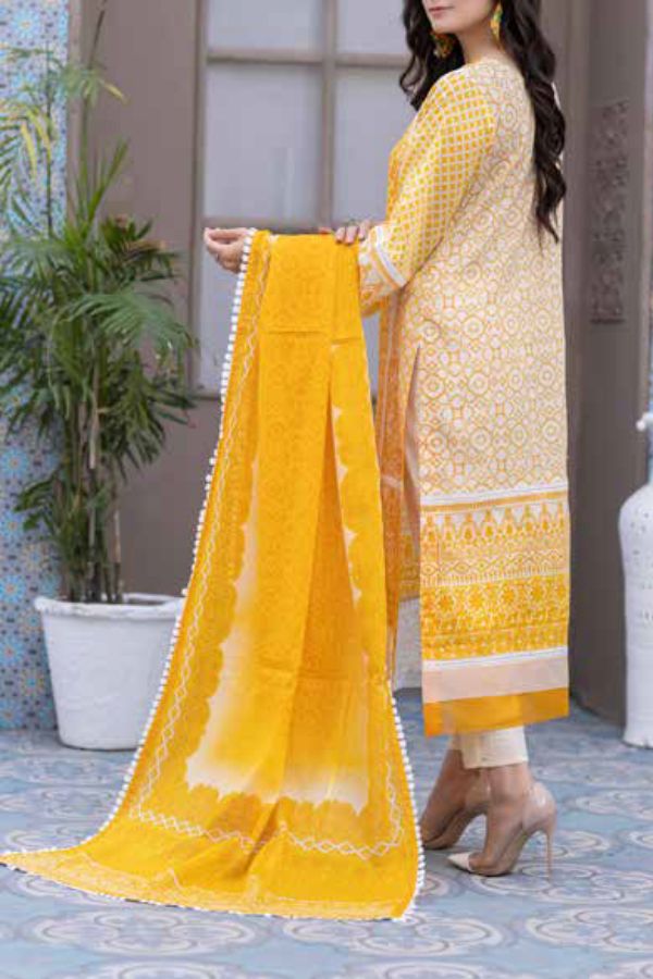 Noor Print Lawn`22 D#104 Orange