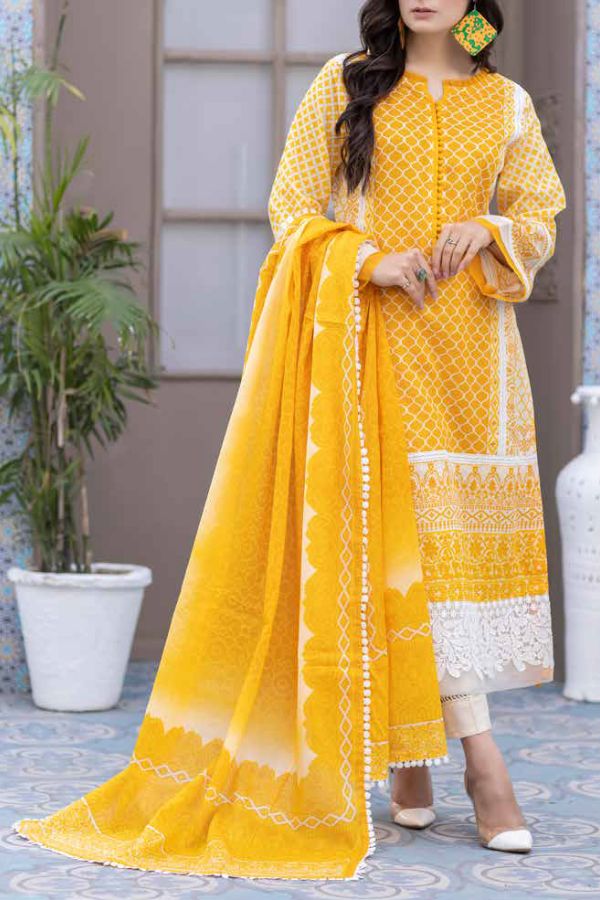 Noor Print Lawn`22 D#104 Orange