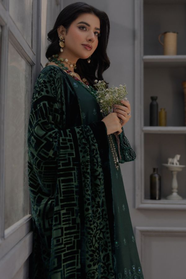 Noor Jahan Monal Velvet Shawl`25 D#4