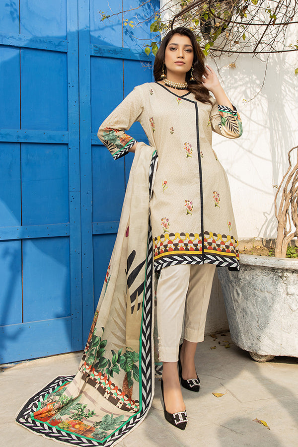 Orchid Digital Print Lawn`21 (Fawn)