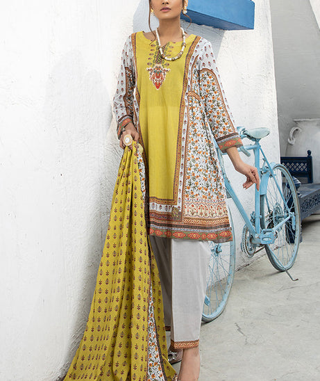 Orchid Digital Print Lawn`21 (Lemon)