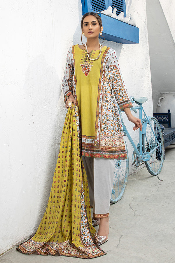 Orchid Digital Print Lawn`21 (Lemon)
