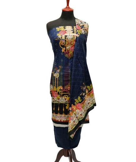 Print Lawn 3Pcs D#02 Blue