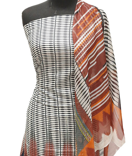 Print Lawn Chiffon Dupatta 3Pcs D#3-2