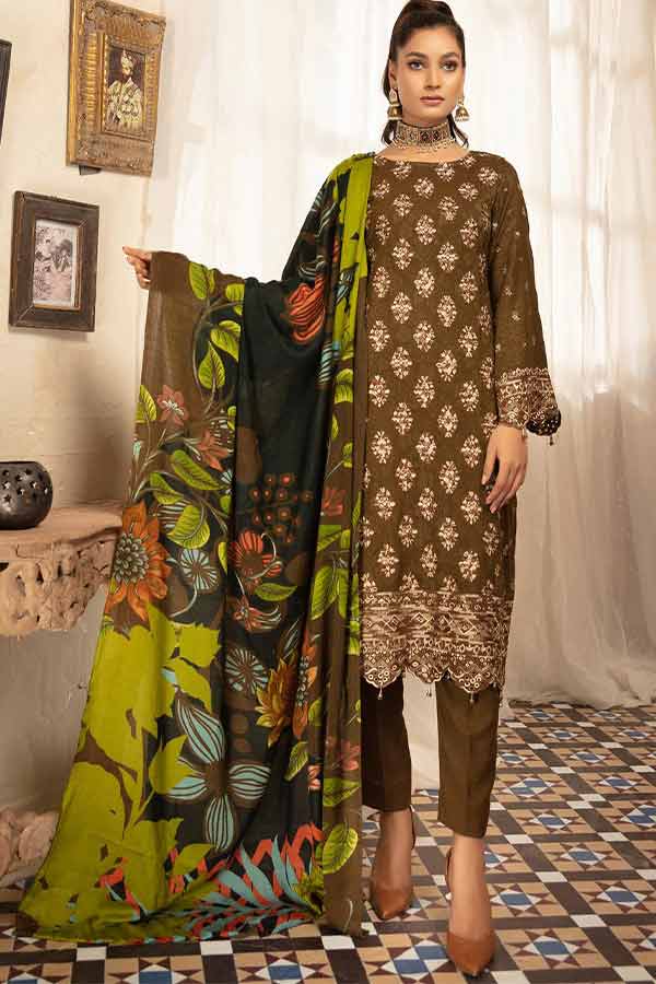 RA Blossom Emb P/Wool Shawl'21 D#06